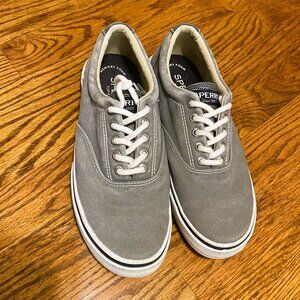 Sperry's men's Top-Sider Halyard canvas boat shoes sneakers 7.5 gray
